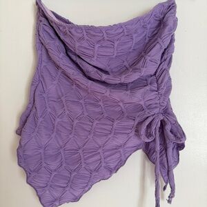 NWT Y2K See You Monday Purple tube top tie asymmetrical textured cinched XL